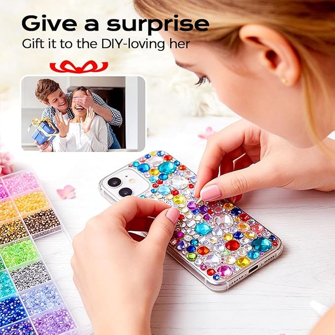 Colorful DIY Resin Rhinestone Kit - 32,000Pcs Resin Jelly Rhinestones for Bedazzling, Multicolor 3mm Flatback Gems with Storage Box & Tools for Nail Art, Clothing, Tumblers, Crafts Decor (32000PCS)