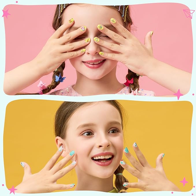 Teenitor 216pcs Press on Nails for Kids Girls Fake Nails, 9 Styles of Mini Nails for Girls Fake Nails for Kids, Christmas Press on Nails for Girls 10-12, Stick on Nails for Kids Little Girl