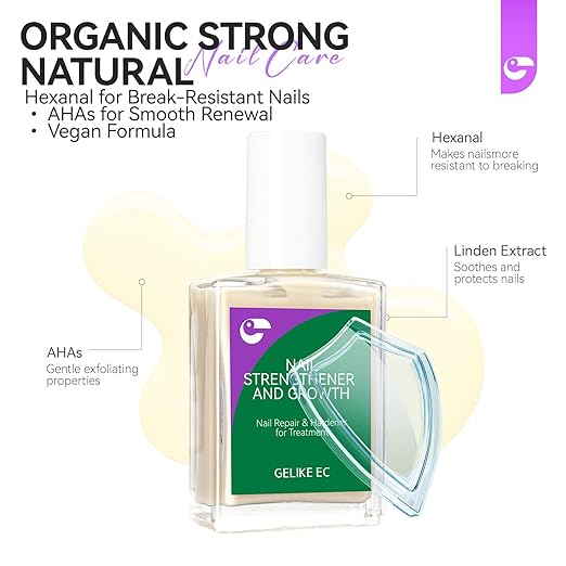 gelike ec Nail Hardener and Strengthener Polish: Milky Apricot Ridge Filler for Peeling Weak Nails Fast Dry Nail Growth Treatment Long Lasting Glossy Finish for Women Home DIY 15ml