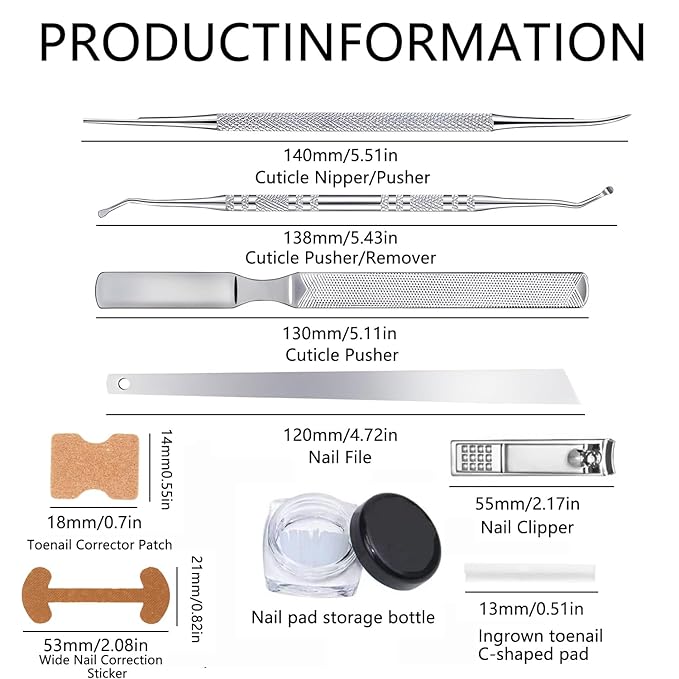 Ingrown Toenail Corrector Set with Correction Strips,Professional Ingrown Toenail Tool kit,Curved Toenails Corrector Patch,For Home Pedicure Care