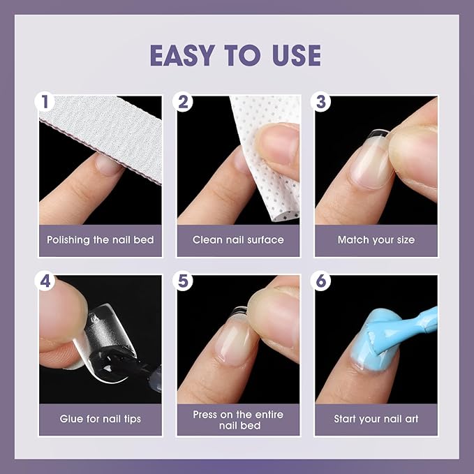 Extra Short Square Nail Tips:240PCS Soft False Nail Gel Tips Full Cover Acrylic Clear Fake Press On Nails for Extensions Women Manicure DIY 12 Sizes
