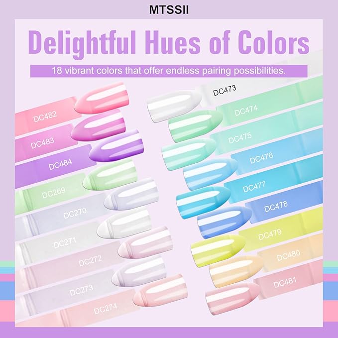 MTSSII Jelly Gel Nail Polish Set Nude Gel Polish 18 Colors Crystal Gel Polish Kit Transparent Pink Lavender Purple Blue Jelly Nail Polish Set Nail Art Gel DIY Gift