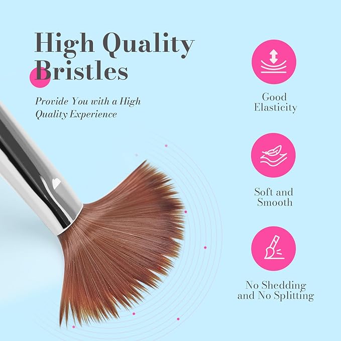 MelodySusie 3-Piece Acrylic Nail Brush Set - Sizes 8/10/14, Professional Brushes for Acrylic Application, Powder Nail Art, Extension & 3D Carving - DIY Home Salon Tool (Blue)