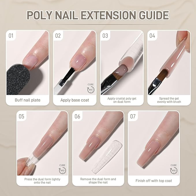 GAOY Watery Crystal Poly Gel for Nail Extensions, 30g Nail Builder Gel, Thin Viscosity, Easy Application & High Hardness, Nude Pink 03