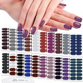 WOKOTO 20 Sheets 280 Pieces Dark Solid Nail Polish Strips For Women Solid Gel Nail Stickers Nail Polish Wraps Black Nail Stickers Full Nail Wraps Stick On Nails Polish Stickers Press On Gel Nails