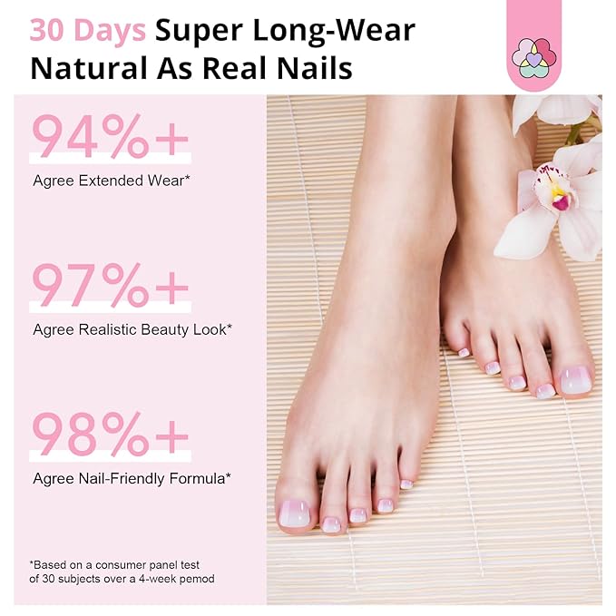 SAVILAND Gel Nail X Kit for Toes: 216 Pcs Toenail Press Ons White Pink Ombre Fake Toe Nails Long Lasting Solid Nail Glue Gel Nail Dryer Acrylic Nail Drill for Quick Nail Extension Starter Home DIY