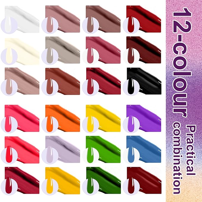 Gradient Painting Gel Set, 24 Bright Neon&Almond Nude Colors Ombre Gel Nail Polish for Light Pigment Pat Nail Gel Kit, Silky Texture, French Manicure DIY Nail Art, No-wipe Soak of UV