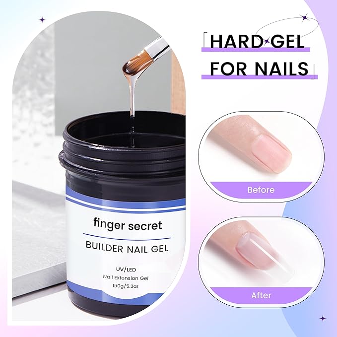 Hard Gel Builder Gel for Nails Long-lasting Strong Clear 3D Sculpting for Nail Extension 5.3fl.oz (clear, 5.3fl.oz)