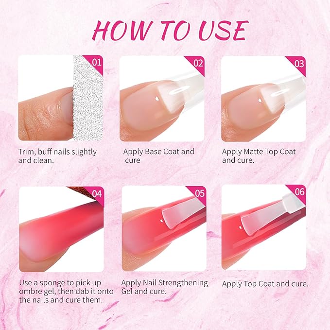 24 Colors Ombre Gel Nail Polish Set,Ombre Pigment for Nails,Gradient Painting Blooming Gel with 100Pcs Nail Sponges for 3D Gels Nail Art can be Painted in Salon or Home Use