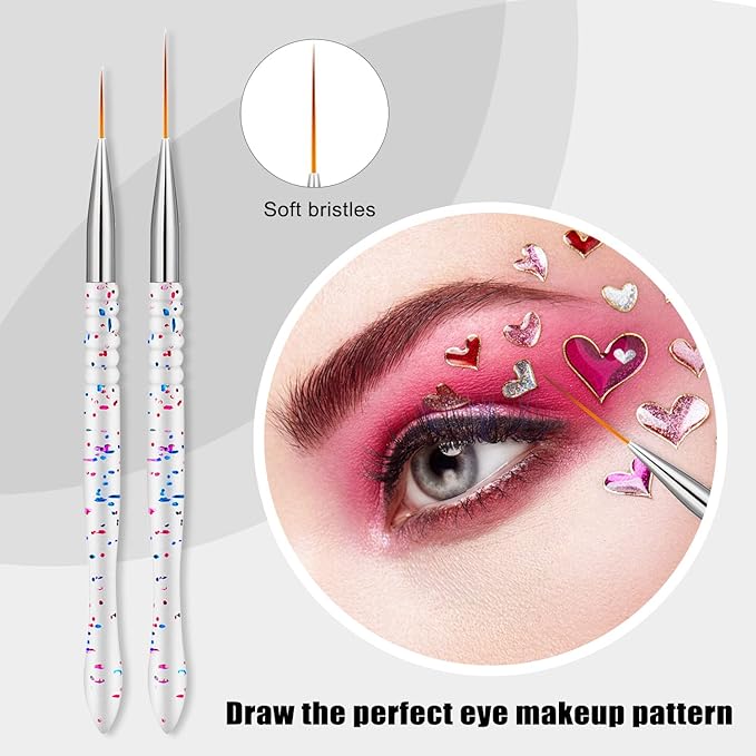 Etercycle 5Pcs Nail Art Liner Brushes, Nail Gel Polish Painting Brush Set, Thin Nail Art Dotting Drawing Pen (7/9/11/15/20mm)