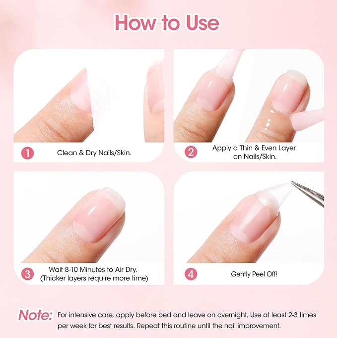 Gellen Peelable Nail Strengthener Mask, Air Dry Peel-Off Nail Mask for Nail Strengthener and Growth, Nail Repair Masque for Damaged Weak Thin Nails, Natural Nail Treatment, Rose Scent