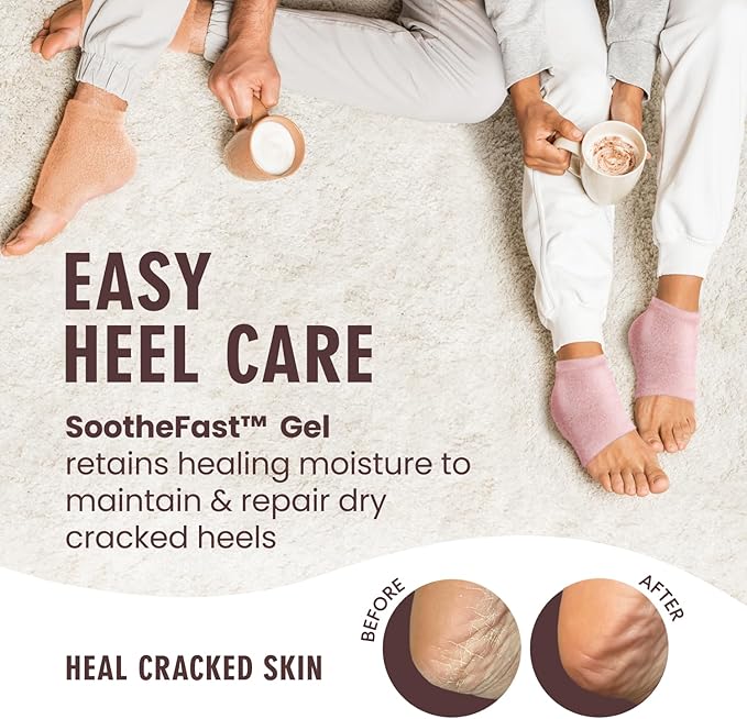Dr. Frederick's Original Moisturizing Fuzzy Heel Socks for Dry Cracked Heels Treatment - Infused with Olive Oil, Jojoba Oil and Vitamin E - 2 Pairs - Stocking Stuffers for Adults - Peach Fuzz