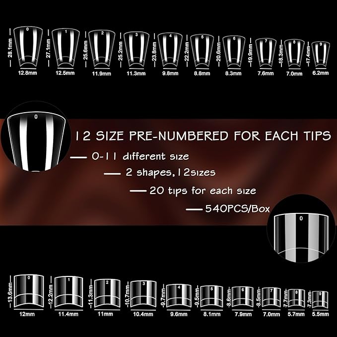 1000PCS Nail Tips Short Square French Duck Nail Tips Soft Clear False Nails Y2K Duck Feet Style Half Cover for Acrylic Nails Kit 10 Sizes 2 Shapes-Shape for Salon Home DIY Gifts