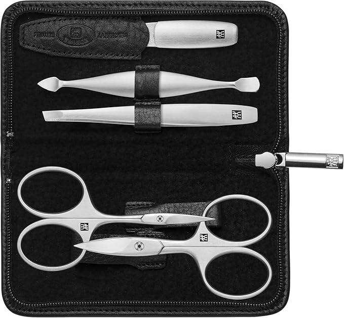 ZWILLING Beauty TWINOX 6-pc Manicure and Pedicure Set with Black Leather Case, Premium Nail Care