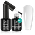Beetles Gel Top Coat & Clear Rubber Base Gel Polish Set, 2Pcs 15ml Top Coat Nail Polish and Clear Nail Polish Soak Off UV LED for Nail Art Long Lasting DIY Manicure Use Gifts for Women