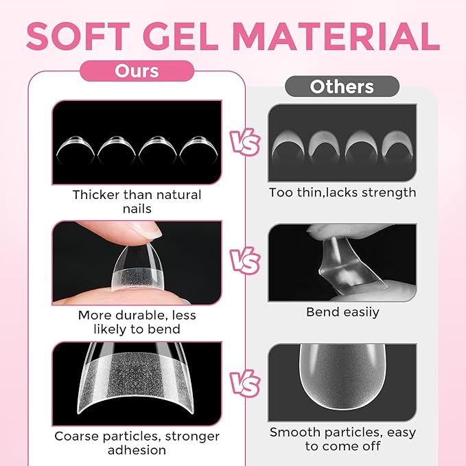 Short Almond Nail Tips: 360Pcs Half Cover Extra Short Almond Gel Nail Tips with Self-handle Pre Etched Fake Nails Tips for Nail Extension DIY Salon 12 Size
