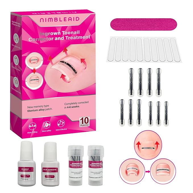 Titanium Alloy Ingrown Toenail Treatment & Corrector Kit - 3 Sizes Corrector for Men & Women Various Nail Sizes & Foot Types,Ingrown Toenail Removal Tool (10 Count-Small Size)