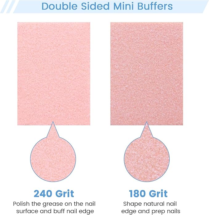 Nail Buffer Block, 100 PCS Mini Buffers, 2 Way Fine Grit 180/240, 1.3 inch Long, Small Buffing Kits for Nail Gel Polish, Acrylic & Press-On Nails Prep, Pedicure & Manicure, Orange