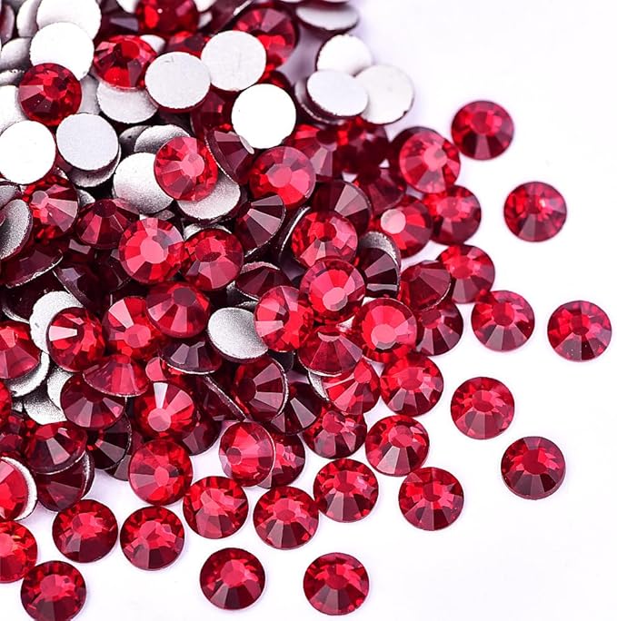 Blinginbox 1440Pieces SS6/1.9-2mm Flat Back Crystal Rhinestones Round Gems for Nail Art,Dark siam