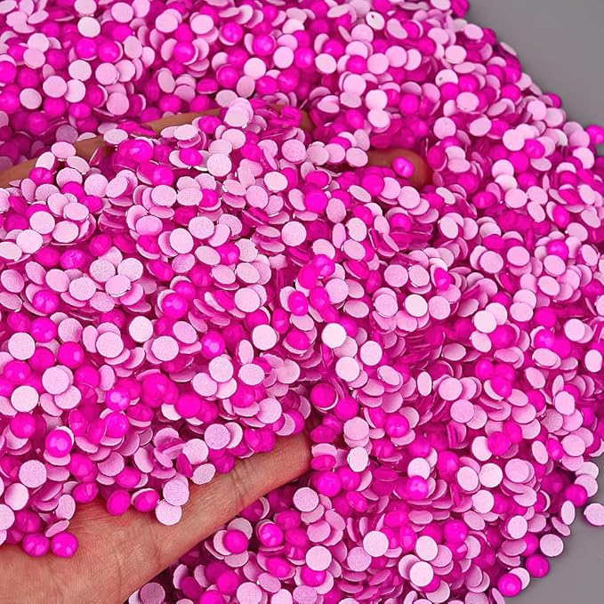 Blinginbox Flatback Rhinestones Round Gems, 1440pcs Luminous Series Glass Stones Neon Gems Non Hotfix Crystal Rhinestones for Nail Charms Crafts Clothes Tumblers,Hot Pink Neon,SS16.