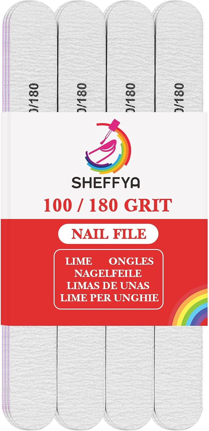 Nail File: 100/180 Gritfor Nails, 10 Pcs Zebra Doubled Sides Coarse Finger Nail Filer for Acrylic and Extension Gel Removal Manicure Kit Salon Home Use Nail Files (Oblong, Count, 10, 100/180 Grit)
