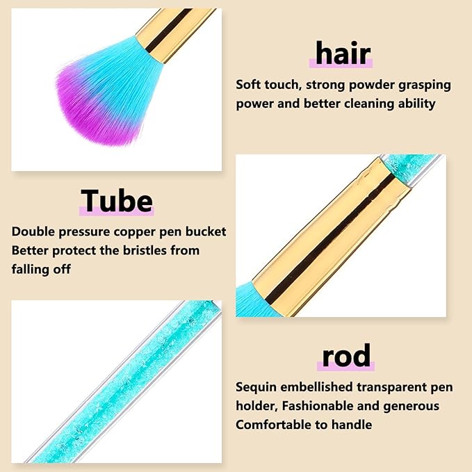 SILPECWEE 1pc Nail Sponge Pen and Nail Dust Brush, Ombre Nail Brush Double Ended Nail Design Brush French Manicure Brush Acrylic Nail Brushes for Cleaning Nail Art Tools (Blue)