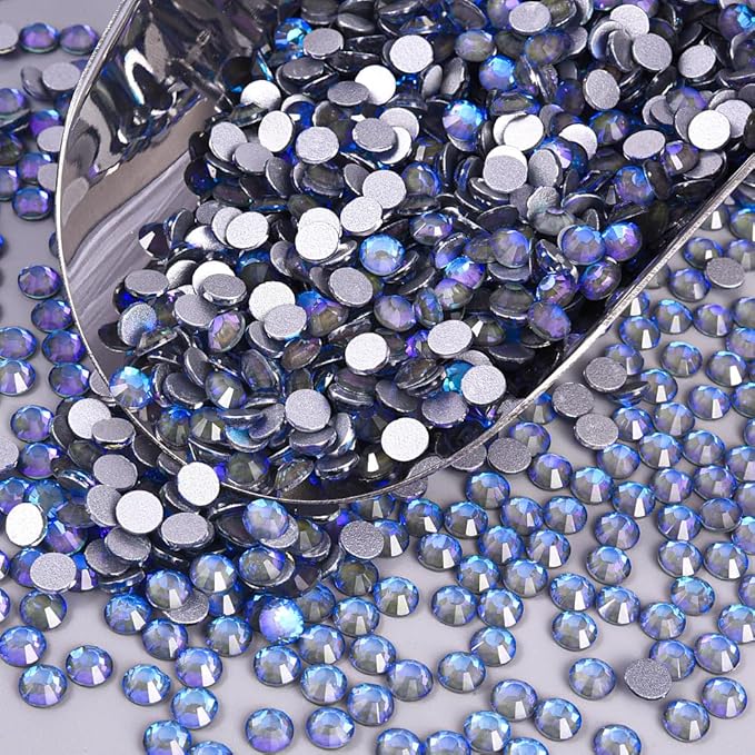 Blinginbox Rhinestones for Crafting,Flatback Rhinestones Glass Gems Stones Round Gemstones Non-Hotfix Crystal for Crafts Nail Decoration,Galaxy Sky Crystal(1.9-2.0mm) SS6/1440pcs