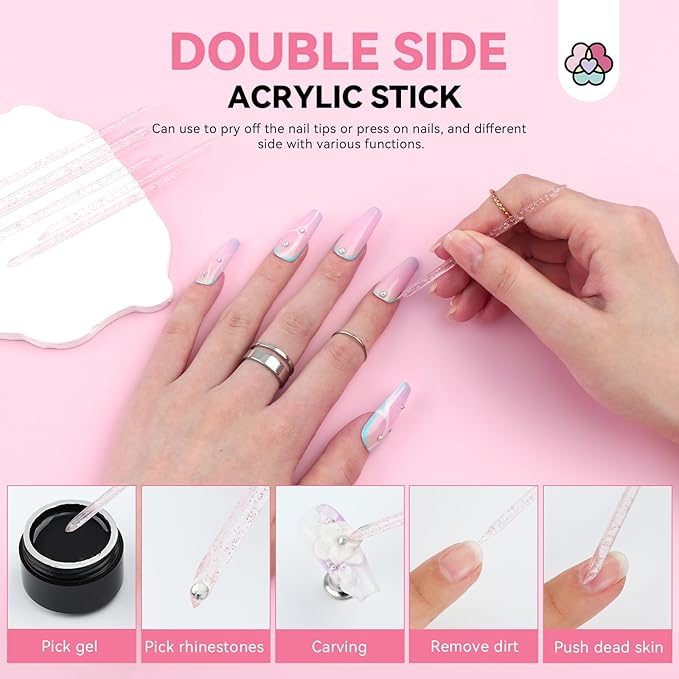 SAVILAND 20PCS Press on Nail Tool Kit: Nail Prep Kit with Nail Glue, Adhesive Tabs, Mini Nail File, Acrylic Sticks, Prep Pads for Press on Nail Art Starters Press On Nail Packaging for Salon Business