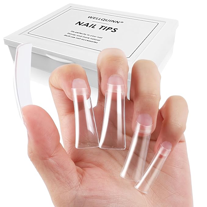 Duck Nail Tips 220Pcs XXL Duck Feet Nail Tips Long Duck Nails Clear Y2K Press on Nails 11 Sizes Half Cover False Nails for Manicure Salon Home DIY