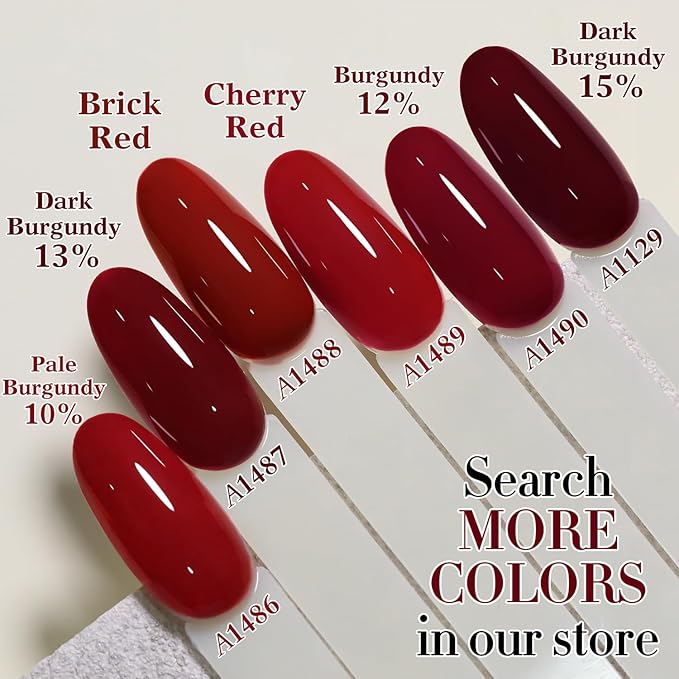 Double Rhythm 0.5Oz Gel Polish Sheer Neutral Natural Light Milky Same Color Same Bottle 15ML Jelly UV Gel Polish Nail Art DIY at Home (Burgundy Red-A1490)