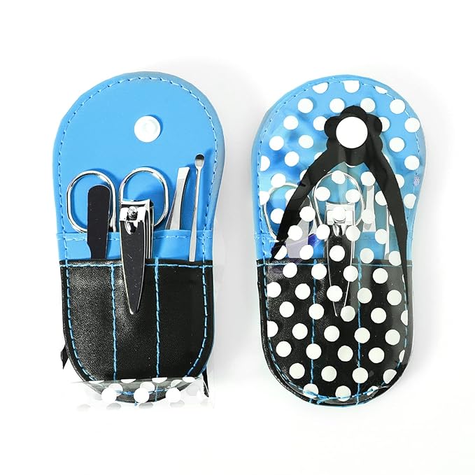 Polka Dot Flip Flop Manicure Sets Manicure Kit Personal Care pack of 6 Blue