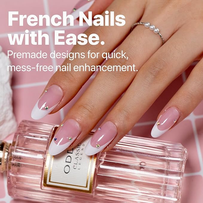 SXC Cosmetics French Tip Press On Nails Pink Series, Medium Almond X-Pro Tips Starter Kit
