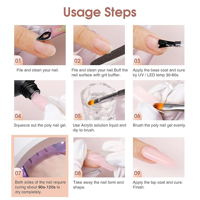 ROSALIND Pink Christmas Poly Nail Gel, 60ml Extension Gels for Nail Art, Natural Color Builder Pink Gel Poly Extension Easy to DIY Use at Home Need UV Lamp