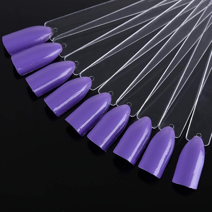 200 Pieces Clear Square Nail Tips Color Display Swatches With Metal Screw Holder Fan Shaped Plastic Sample Stick