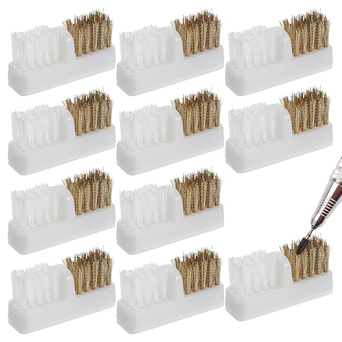 Nail Drill Bits Cleaner Brush, 5 Pcs Nail Art Cleaning Tool Manicure Wire Drill Cleaner Brush Steel Wires & Nylon Double Nails Polish Cleaning Brushes for Salon and Home Use