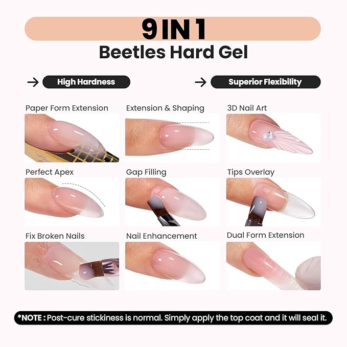 Beetles HEMA-Free Hard Gel Set-Chestnut Breeze 4 Colors 9 in 1 Mini Size Nail Extension Sculpting Apex Building for Salon Professionals,Brown Builder Winter Nails Gel, UV & LED Lamp Needed