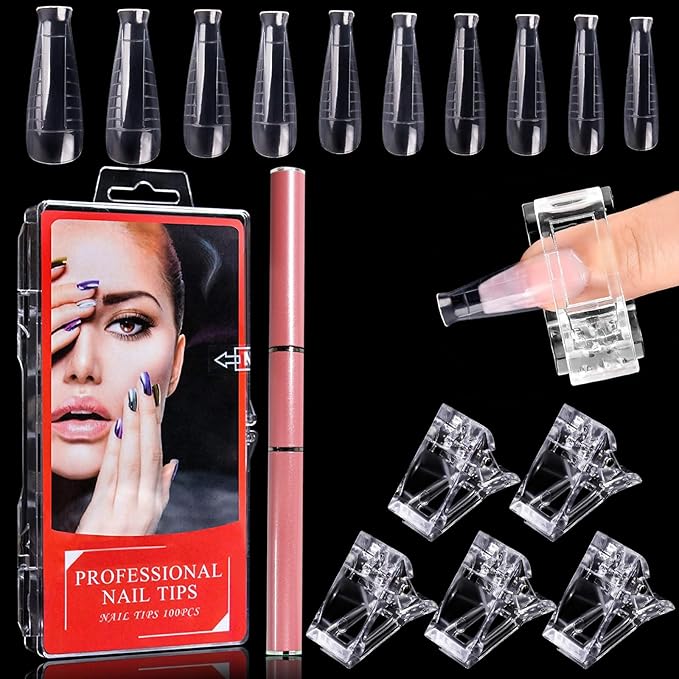 EBANKU 100 T Shape Gel Nail Mold Kit with Dual Acrylic Nail Extension Tools & Accessories