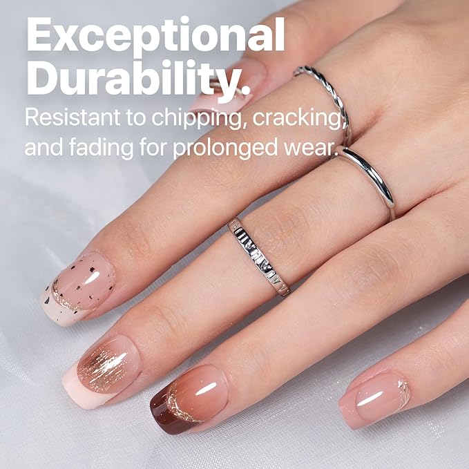 SXC Cosmetics French Tip Press On Nails - Skin Tone Nude and Color Series, XS Square X-Pro Tips Starter Kit ST113KIT