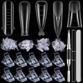 Dual Forms for Polygel, 348PCS Nail Molds for Builder Gel, 12 Sizes Stiletto Ballerina Coffin Dual Forms Poly Gel Tips, Extension Form with 10PCS Nail Clips Extension Tools Kit