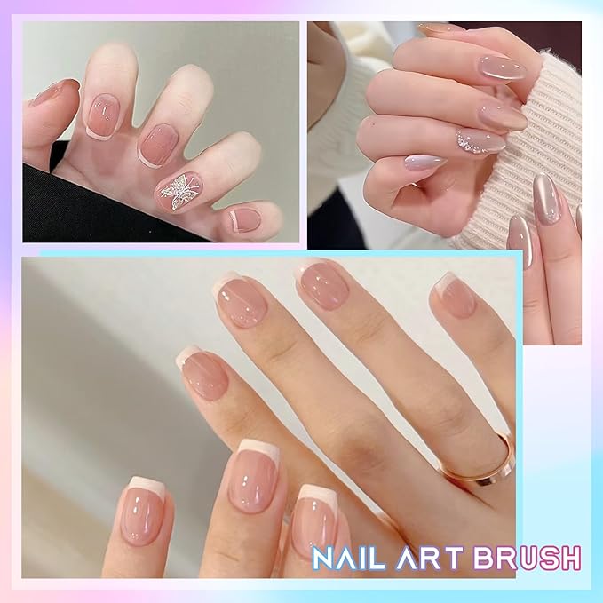 SILPECWEE 1pc French Nail Brush French Brush for Nails Design Acrylic Nail Art Brushes Nail Polish Brush Nail Painting Brushes French Tip Manicure Brush Nail Tools