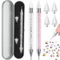 Tatuo 2 Pieces Rhinestone Picker Dotting Pen, Dual-ended Rhinestone Gems Crystals Studs Picker Wax Pencil Pen Crystal Beads Handle Manicure Nail Art DIY Decoration Tool (Pink, White)
