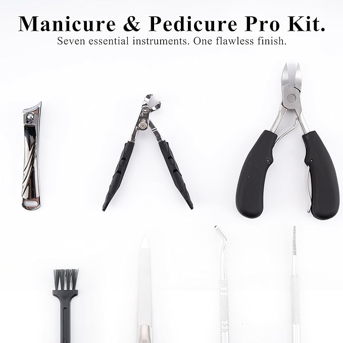 Xixter 7-Piece Heavy Duty Toenail Clippers for Thick Nails & Seniors, Professional Ingrown Toenail Removal Kit with Long Handle Nipper, Precision Toe Nail Clipper Set for Men & Podiatry Tools