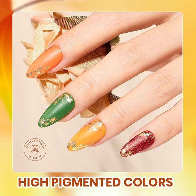 Beetles Gel Nail Polish Set – Glint Crush 20 Colors Cat Eye Gel Polish, Red Green Gold Glitter Black with Base Glossy Matte Top Coat Soak Off UV LED New Year Manicure Kit DIY Salon