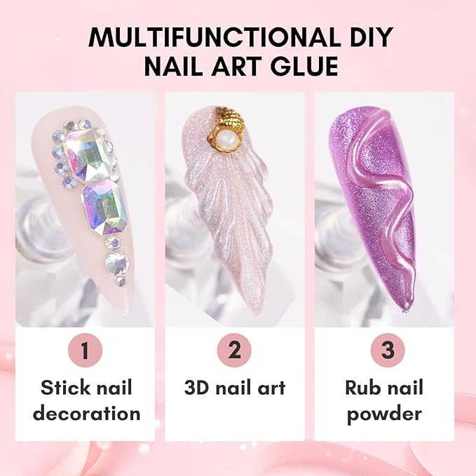 Makartt Nail Rhinestone Glue for Nails, Super Strong Gel Nail Glue for Rhinestones Bundle Nail File, 100/180 Grit Nail Files for Natural Nails, Professional Strong Emery Boards