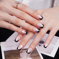 DANNI & TONI Semi Cured Gel Nail Strips Black French Tips Translucent White Glaze Nail Wraps 28 Stickers | Luxe Noir