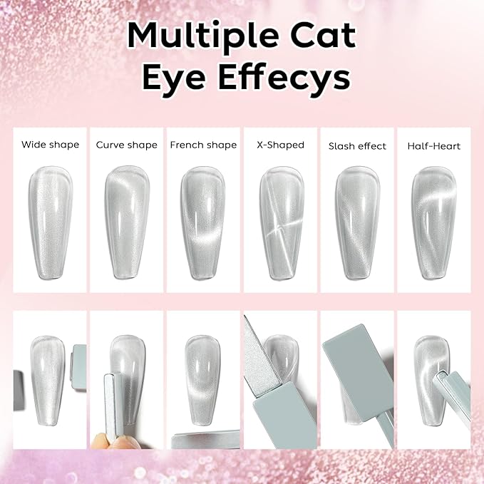 Nicedeco Hema Free Gel Nail Polish Cruelty Free Vegan 6 Colors Cat Eye Gel Polish U V Gel for Nail Art Manicure Salon