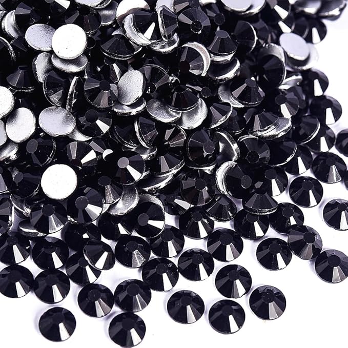 Blinginbox 1440Pieces SS6/1.9-2mm Flat Back Crystal Rhinestones Round Gems for Nail Art,Jet Black