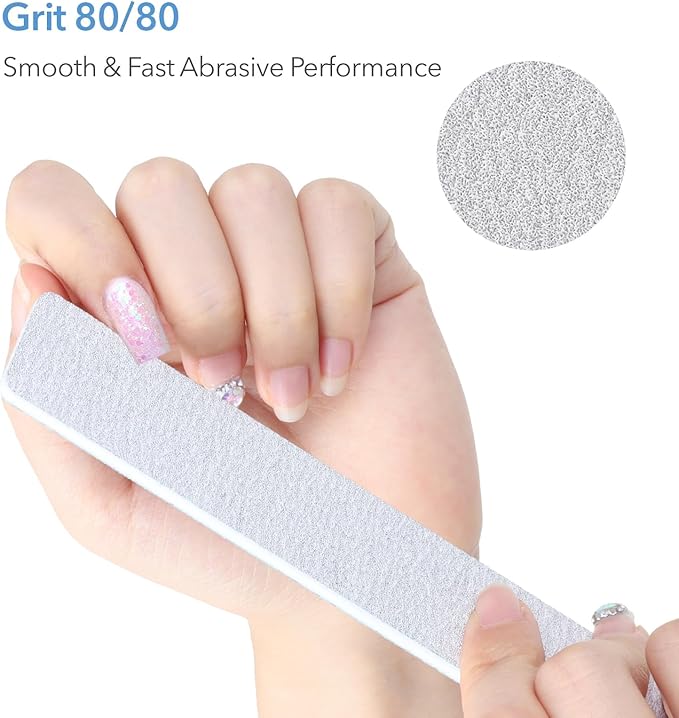 Nail Files, 50 PCS Fingernail Files 80/80 Grit Emery Boards for Nails - Professional Nail File Bulk Washable for Acrylic, Gel, Dip Powder, and Poly Gel Nails