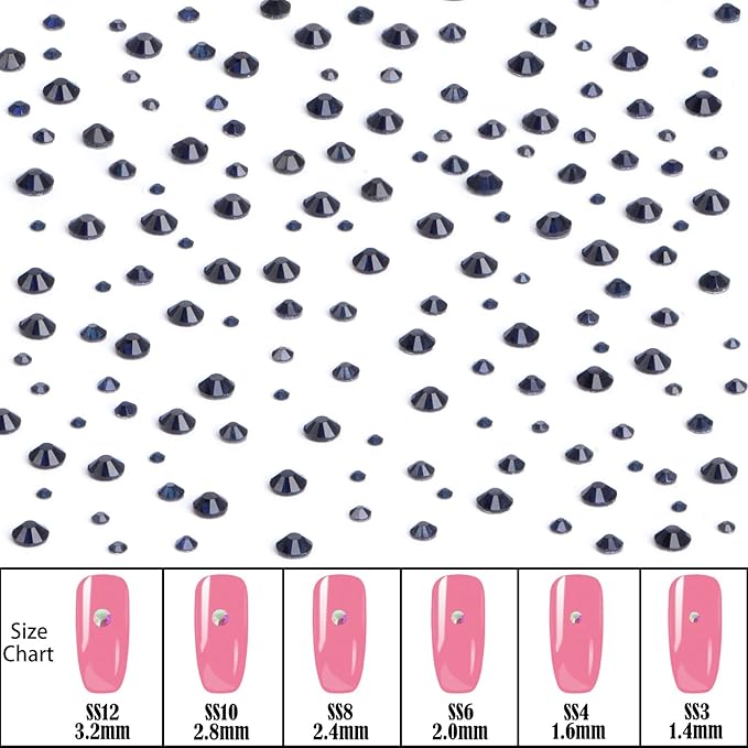 NCB Hotfix Iron on 8000pcs Crystal Rhinestones Round Gem for Crafts Decoration DIY Jewelry Making with a Picking Pen (Montana, 6Sizes SS3-SS12)