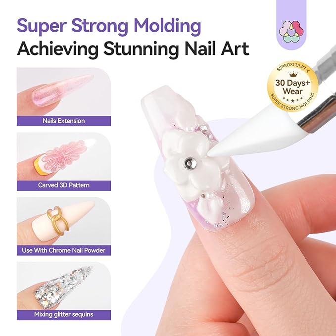 SAVILAND Pink 3D Molding Nail Sculpting Gel: 2.12 oz Solid Iridescent 3D Nail Gel for Professional Salon Use